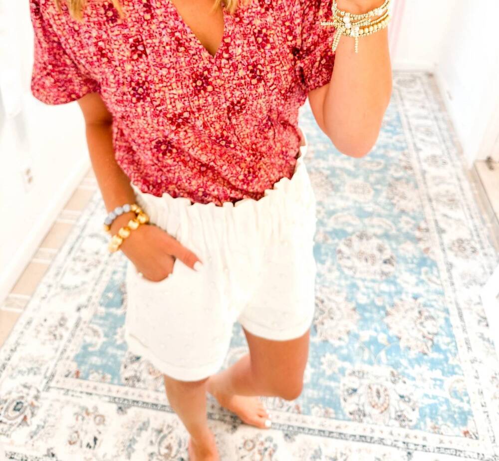 NEW FANTASTIC FAWN twill shorts with trim in pearl